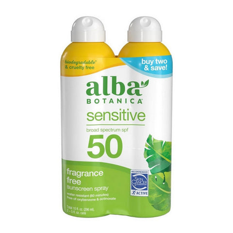 Alba Botanica, Sunscreen Spray Sensitive SPF 50, 10 Oz