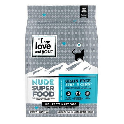 I And Love And You, Nude Super Food Dry Cat Food Surf 'N Chick, 5 Lbs (Case Of 3)