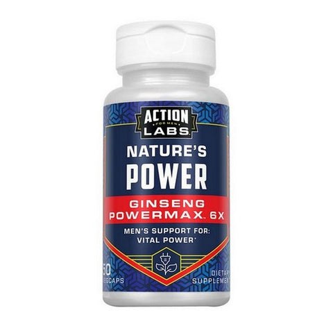 Action Labs, Ginseng PowerMax 6X, 50 Count