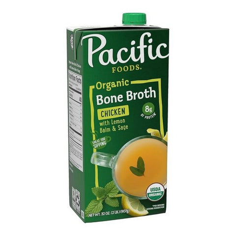 Chicken Bone Broth With Lemon Balm And Sage 32 Oz (Case Of 12) by Pacific Foods