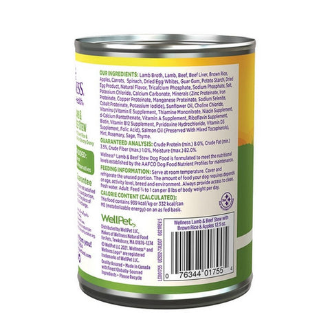 Wellness, Canned Stew Lamb And Beef Dog Food, 12.5 Oz (Case of 12)