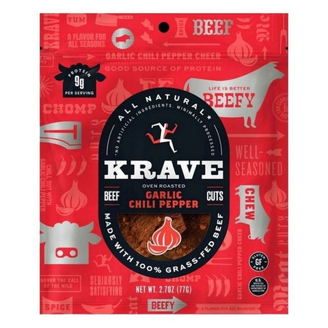 Krave, Beef Cuts Garlic Chili Pepper, 2.7 Oz (Case of 8)