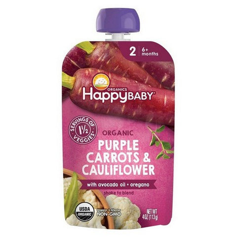 Happy Baby Food, Organic Carrot And Cauliflower Food, 4 Oz (Case of 16)