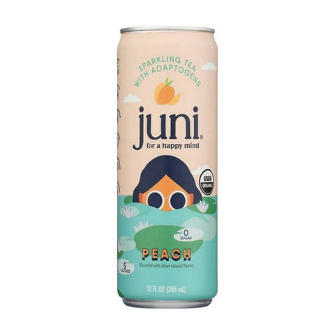 Juni, Sparkling Tea With Adaptogens Peach, 12 Oz (Case Of 12)