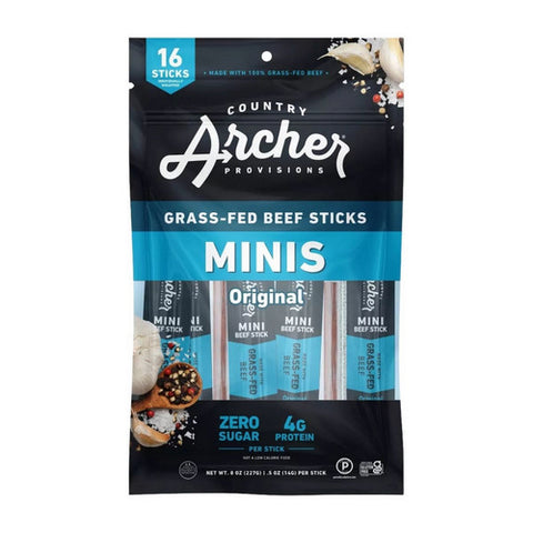 Country Archer, Original Minis Grass Fed Beef Sticks, 8 Oz (Case Of 8)