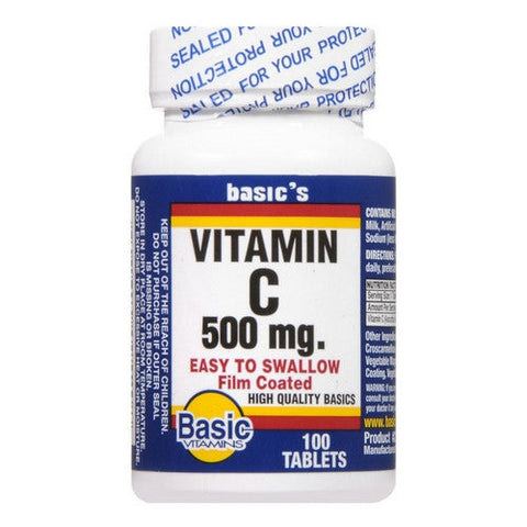 Basic Vitamins, Vitamin C, 500 Mg, 100 Tablets Basic Vitamins