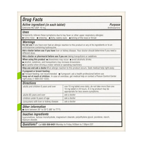 Foster And Thrive, All Day Allergy Cetirizine Hcl, 10 Mg, 30 Tabs