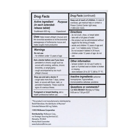 Foster And Thrive, 12 Hour Mucus Relief, 600 Mg, 30 Tabs