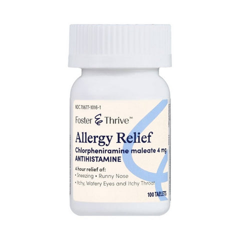 Foster And Thrive, Allergy Relief Chlorpheniramine Maleate, 4 Mg, 100 Tabs