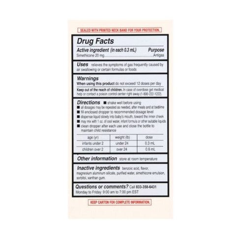 Foster And Thrive, Infants' Gas Relief Simethicone Drops, 20 Mg, 1 Oz Foster And Thrive