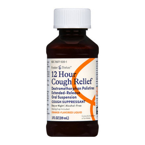 Foster And Thrive, 12 Hour Cough Relief Dextromethorphan Oral Suspension Orange, 3 Oz Foster And Thrive