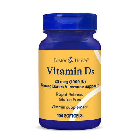 Foster And Thrive, Vitamin D3, 25 Mcg, 100 Softgels