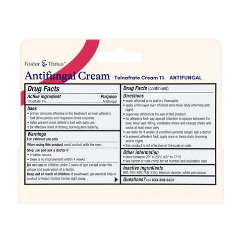 Foster And Thrive, Antifungal Tolnaftate Cream 1%, 0.5 Oz