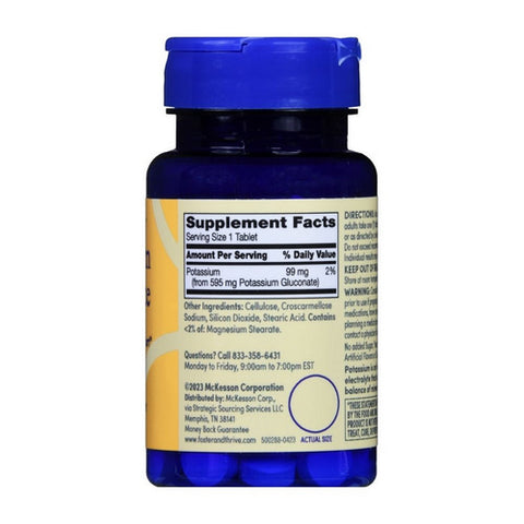 Foster And Thrive, Potassium Gluconate, 595 Mg, 100 Tabs