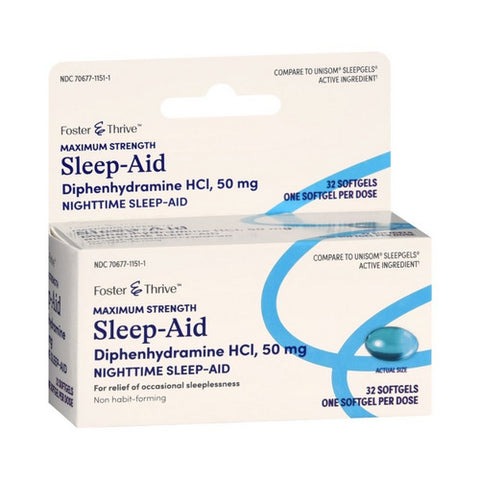 Foster And Thrive, Maximum Strength Sleep-Aid, 50 Mg, 32 Softgels