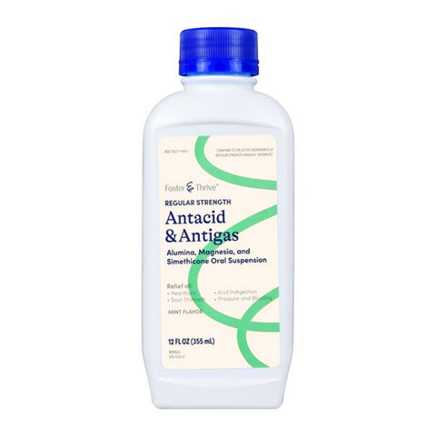 Foster And Thrive, Regular Strength Antacid And Antigas Alumina Magnesia And Simethicone Oral Suspension Mint, 12 Oz