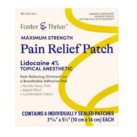 Foster And Thrive, Maximum Strength Pain Relief Patches, 6 Count