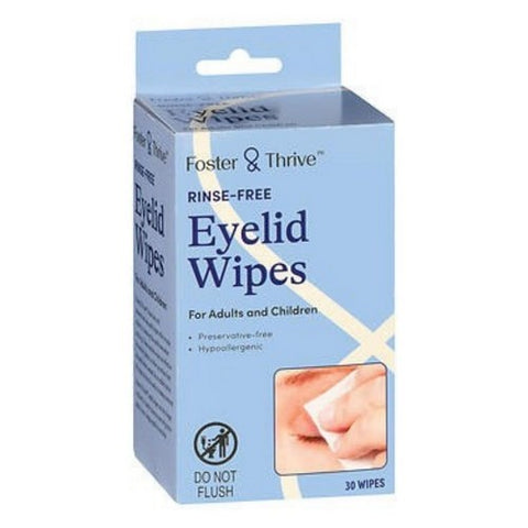 Foster And Thrive, Rinse Free Eyelid Wipes, 30 Count