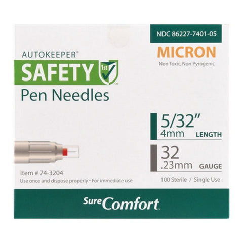 Autokeeper Safety 1st Pen Needles Micron 32 Gauge 100 Count by Sure