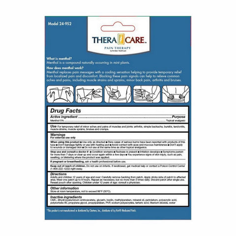 Theracare, Menthol Cold Hot Medicated Patch, 5 Count