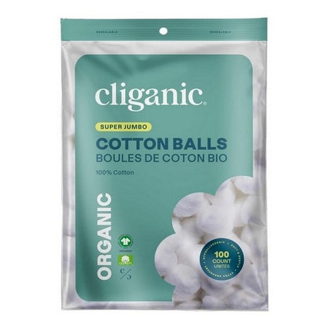 Cliganic, Organic Super Jumbo Cotton Balls, 100 Count