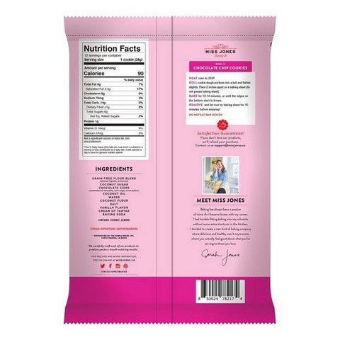 Miss Jones Baking Co, Chocolate Chip Cookie Dough, 11.84  Oz (Case Of 6)