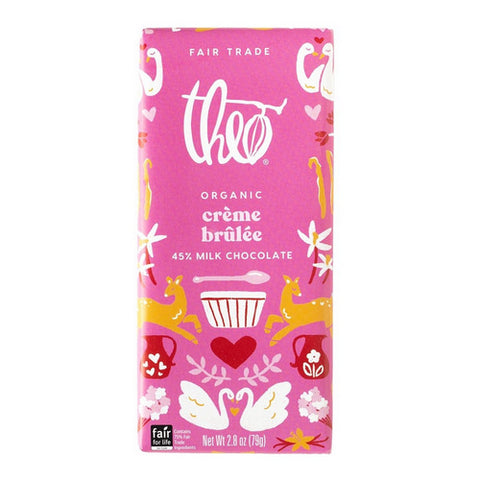 Theo Chocolate, 45% Milk Chocolate Creme Brulee, 2.8 Oz (Case Of 12)
