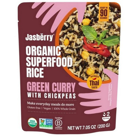 Jasberry, Superfood Green Curry With Chickpeas And Rice, 7.05 Oz (Case Of 6)