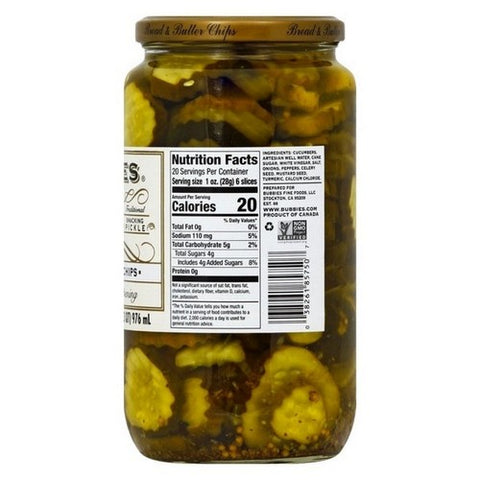 Bubbies, Pickle Chips Bread And Butter, 33 Oz (Case Of 6)