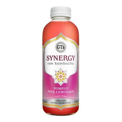 GT's, Synergy Raw Kombucha Pomelo Pink Lemonade, 16 Oz (Case Of 12)