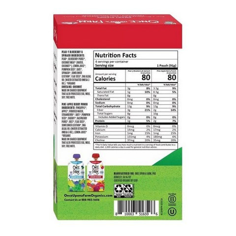 Once Upon A Farm, Baby Food Smart Blend 4 Pack, 12.8 Oz (Case Of 6)