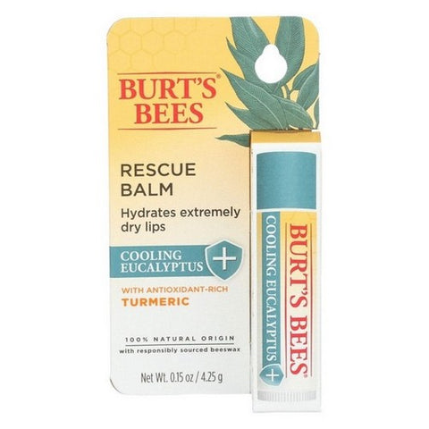 Burts Bees, Rescue Lip Balm Cooling Eucalyptus With Turmeric, 0.15 Oz (Case Of 3)