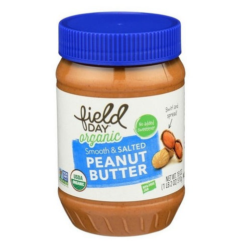 Field Day, Oraganic Smooth And Salted Peanut Butter, 18 Oz (Case Of 12)