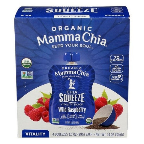 Mamma Chia, Organic Chia Squeeze Wild Raspberry, 3.5 Oz X 4 Count (Case Of 6)