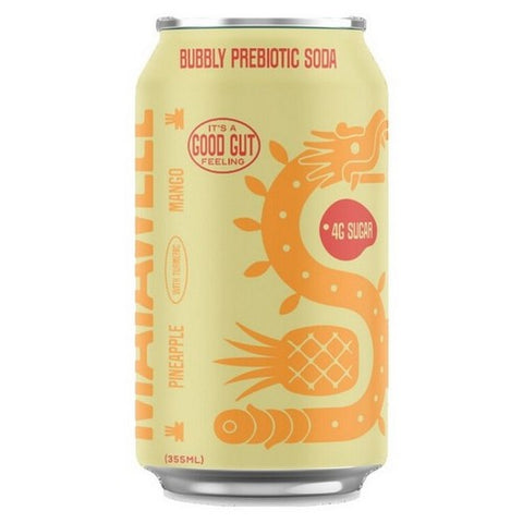 Mayawell, Sparkling Soda Prebiotic With Turmeric Pineapple Mango, 12 Oz X 4 Count (Case Of 6)
