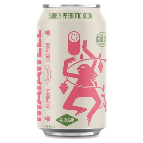 Mayawell, Sparkling Soda Prebiotic With Currant Raspberry Cucumber, 12 Oz X 4 Count (Case Of 6)