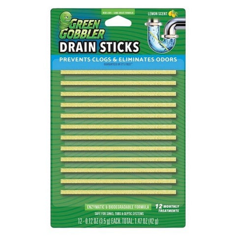 Green Gobbler, Drain Strip Bioflow Drain Deodorizer Lemon, 12 Count (Case Of 12)