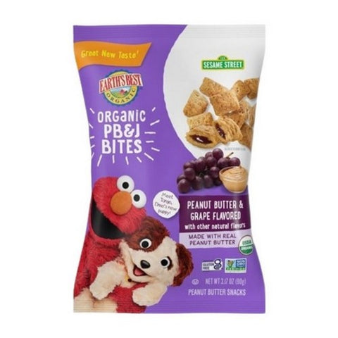 Earth's Best, Organic PB And J Bites Toddler Snack 2 Plus Years Peanut Butter And Grape, 3.17 Oz (Case Of 6)