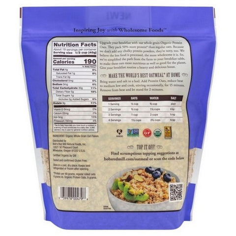 Bobs Red Mill, Protein Oats Gluten Free And Organic, 32 Oz (Case Of 4)