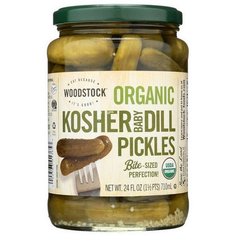 Woodstock, Kosher Baby Dill Pickles Organic, 24 Oz (Case Of 6)