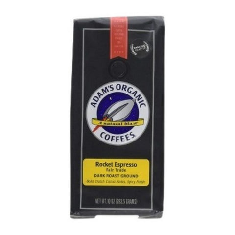 Adam's Organic Coffees, Organic Rocket Espresso Coffee, 10 Oz (Case Of 6)