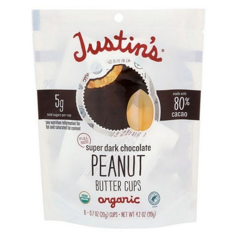 Justin's, Peanut Butter Cup Super Dark Chocolate, 4.2 Oz (Case Of 6)