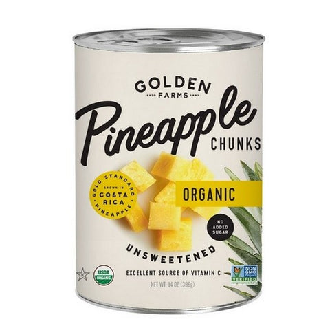 Golden Farms, Organic Pineapple Chunks, 14 Oz (Case Of 12)