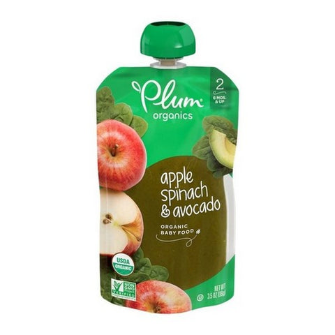 Plum Organics, Organic Stage2 Blends Baby Food Apple Spinach Avocado, 3.5 Oz (Case Of 6)