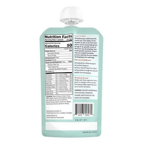Cerebelly, Baby Puree Broccoli Pear, 4 Oz (Case Of 6)