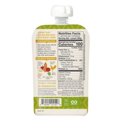 Serenity Kids, Chicken Mexican Inspired Stew, 3.5 Oz (Case Of 6)