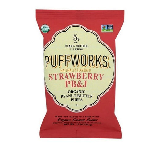 Puffworks, Peanut Butter Corn Puffs Strawberry Pb And J, 1.2 Oz (Case Of 6)