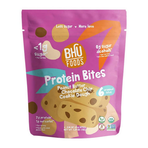 BHU Foods, Keto Bites Peanut Butter Chocolate Chip Cookie Dough, 5.29 Oz (Case Of 6)