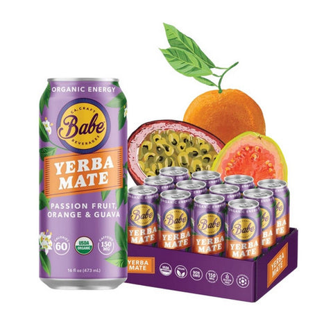 Babe Kombucha, Yerba Mate Passion Fruit, 16 Oz (Case Of 12)