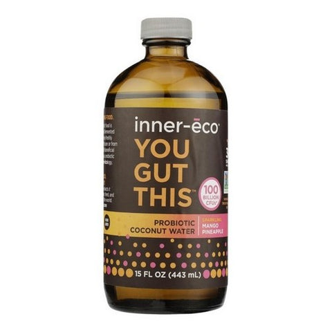 Inner Eco, Mango Pineapple Sparkling Probiotic Coconut Water, 15 Oz (Case Of 4)